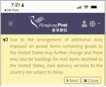 Hong Kong Postal Notice